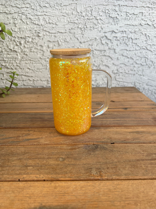 16OZ Yellow Snowglobe Cup w/ handle