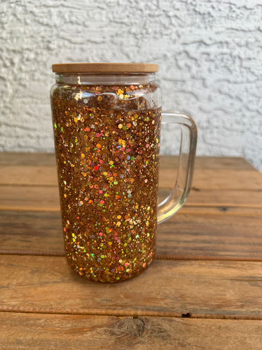 16OZ Gold Snowglobe Cup w/ handle