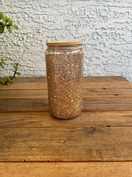 16OZ Gold Glass Snowglobe Cup