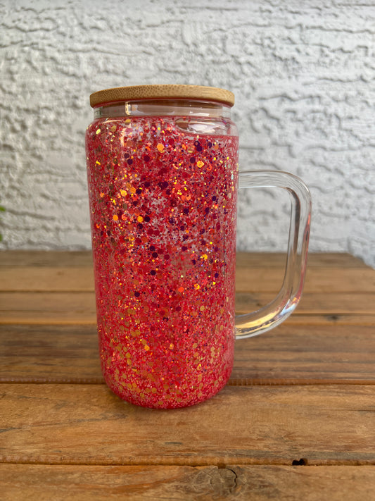 16OZ Pink Snowglobe Cup w/ handle